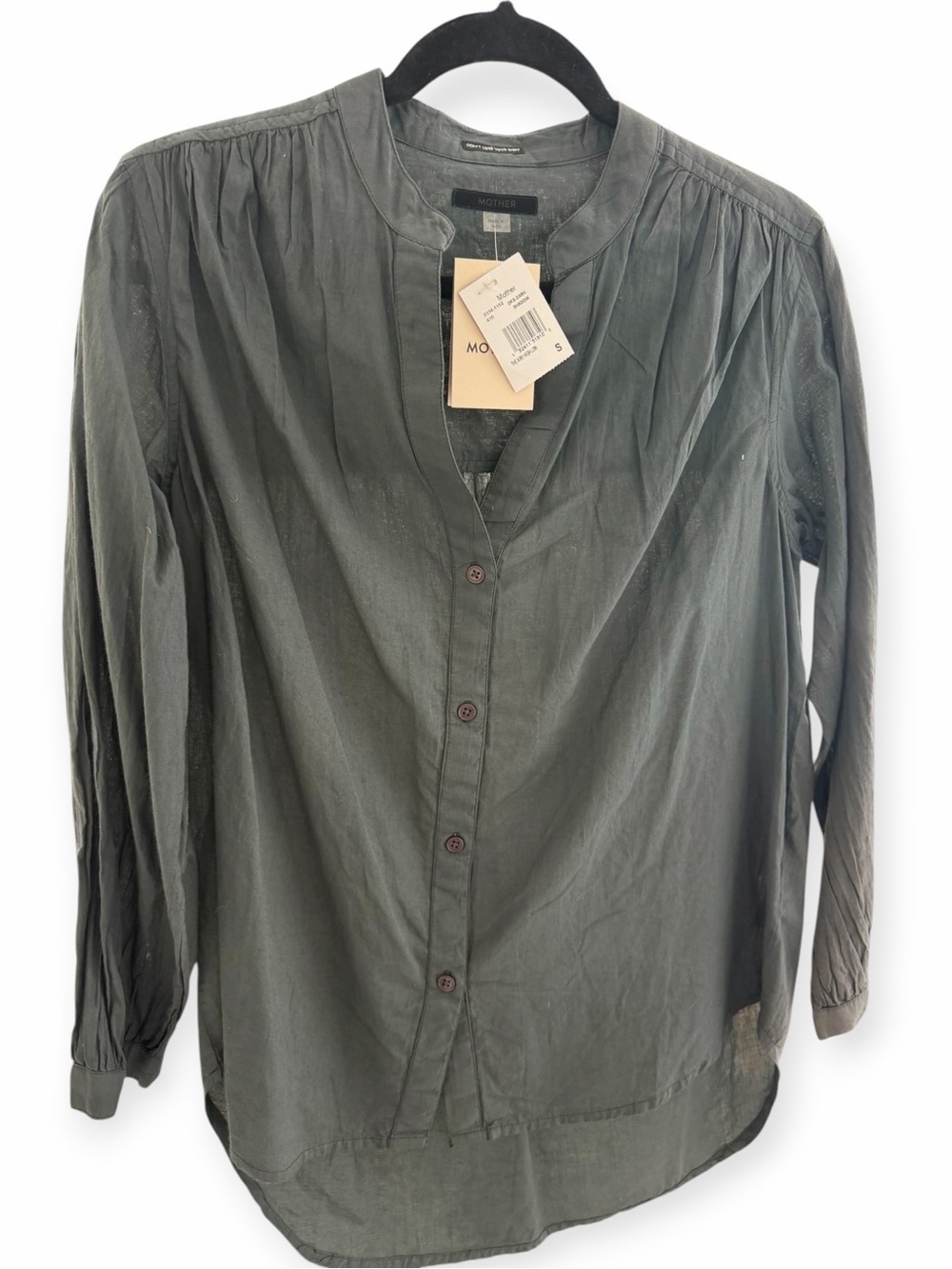 MOTHER Women’s Airy Button Blouse in Dark Shadow NWT Perfect for Summer Style 🔥